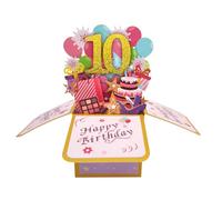 Carte pop-up « Happy 10th Birthday » pour fille, idée de cadeau d'anniversaire de 10 ans, idée de cadeau pour fille nièce, carte de vœux 3D amusante pour elle
