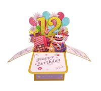 Carte pop-up « Happy 12th Birthday » pour fille de 12 ans, idée de cadeau d'anniversaire pour fille nièce, carte de vœux 3D amusante pour elle