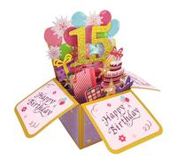 Carte pop-up Happy 15th Birthday pour fille, idée de cadeau d'anniversaire de 15 ans, idée de cadeau d'anniversaire amusante pour fille nièce, carte de vœux 3D amusante pour elle