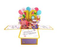 Carte pop-up « Happy 16th Birthday » pour fille, idée cadeau d'anniversaire mignonne de 16 ans pour fille nièce, carte de vœux 3D amusante pour elle