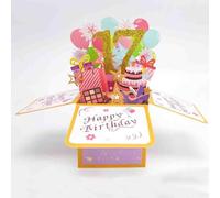 Carte pop-up « Happy 17th Birthday » pour fille, 17 ans, idée de cadeau d'anniversaire pour fille nièce, carte de vœux 3D amusante pour elle