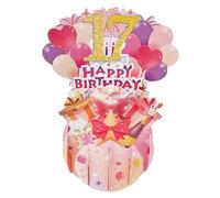 Carte pop-up « Happy 17th Birthday » pour fille, 17 ans, idée de cadeau d'anniversaire pour fille, nièce, petite amie, carte de vœux 3D amusante pour elle