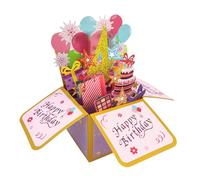 Carte pop-up « Happy 4th Birthday » pour fille, idée de cadeau d'anniversaire 3D amusante pour fille de 4 ans