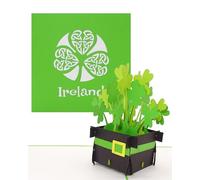 Carte pop-up « Irlande - Irish Shamrocks » - Carte de vœux 3D irlandaise comme souvenir, carte d'anniversaire, bon de voyage, invitation à un voyage en ville de Dublin et circuit Irlande