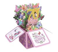 Carte Pop-Up Joyeux Anniversaire 70e, Carte de Vœux 3D Joyeux Anniversaire avec Enveloppe Motif Fleur et Papillon pour Femmes Épouses et Mères