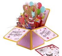 Carte Pop Up Joyeux Anniversaire, Créative Carte Anniversaire 3D avec Enveloppe Classique et Note d'Écriture Carte d'Anniversaire Pop Up pour Femme Homme(Carte 80ème Anniversaire)