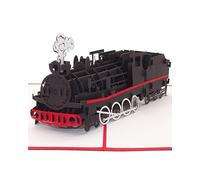 Carte pop-up Locomotive à vapeur - Train de fer 3D Carte d'anniversaire, bon de voyage et chèque cadeau, locomotive à vapeur