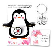 Carte Pop-Up Pingouin + Porte-Clés - Tu es mon pingouin - Carte d'Amour Romantique pour Anniversaire de Mariage, Saint-Valentin, Couple, Fiancé(e)
