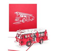 Carte pop-up « pompier » - Carte d'anniversaire 3D et carte de félicitations avec effaceur - Cadeau, invitation et petit cadeau pour anniversaire, anniversaire de mariage et rentrée des classes