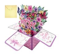 Carte pop-up pour la fête des mères - Carte pop-up 3D pour la fête des mères - Émouvante fleur Je t'aime maman de salutation, signe décoratif pour fête des mères