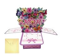 Carte pop-up pour la fête des mères - Motif réconfortante - Décoration de jour pour la maison - Note significative - Carte de fleurs pop-up 3D pour mère grand-mère et proches pour festival
