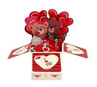 Carte Pop-Up pour La Saint-Valentin, Ours Romantique en Forme de Cœur Carte Pop-Up 3D avec Enveloppe Cadeau d'Anniversaire Amusant Idéal pour Les Couples Mari Femme Petit Ami Petite Amie
