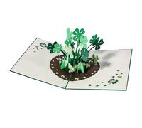 Carte pop-up trèfle à quatre feuilles faite à la main - 13 x 18 cm - Carte d'anniversaire 3D pour examen, travail, collègues, anniversaire, Nouvel An