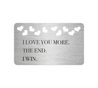 Carte portefeuille en acier - Inscription « I Love You More » gravée - Cadeau d'anniversaire créatif pour, petit ami, décoration de portefeuille | Souvenir attentionné pour un