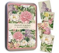 Carte postale dans une boîte en fer Peonies & Roses