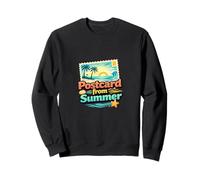 Carte Postale d'été rétro Plage Coucher de Soleil Littoral Illustration Sweatshirt