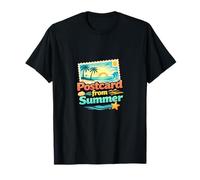 Carte Postale d'été rétro Plage Coucher de Soleil Littoral Illustration T-Shirt