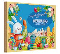 Carte postale en bois | Joyeux vœux de Pâques | Neuburg an der Donau | 20 cm x 30 cm