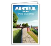 Carte postale Montreuil-sur-Mer Promenade des Remparts 62588 Pas-de-Calais Hauts-de-France Côte d'Opale - Avec Enveloppe Blanche Format 12x17 cm - Fabriqué en France - Illustration mini poster affiche