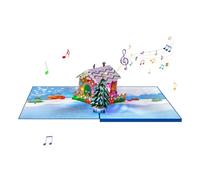 Carte postale pop-up de Noël faite à la main avec lumière LED et enveloppe pliable pour un ami, cartes de vœux de Noël musicales