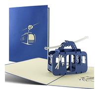 Carte postale pop up en 3D thème sports d'hiver et sports de montagne: idéal pour offrir un bon cadeau aux amateurs de ski, snowboard et randonnée en montagne. Parfait comme carte d'anniversaire.