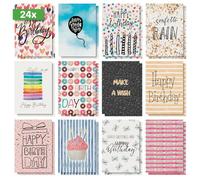 Carte postale Sigel - DS703 - Lot de 24 Cartes postales d'anniversaire, 12 motifs, en carton blanc, avec inscription