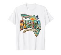 Carte Postale Vintage Floride USA Style rétro Voyage T-Shirt Graphique avec Valeur