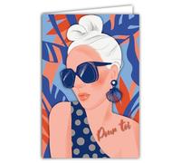 Carte Pour toi Jeune Fille Femme Joyeux Anniversaire ou Bonne Fête Star du Jour Lunettes Soleil Illustration Mode avec Enveloppe Format 12x17,5cm Papier 300gr Brillant PEFC Fabriqué en France 69-8062