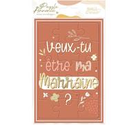 Carte puzzle annonce naissance-baptême modèle Veux tu être ma marraine