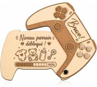 Carte Puzzle en Bois Annonce Parrain - Idée Annonce Grossesse Originale Manette Gamer - Kit Veux Tu Etre Mon Parrain - Cadeau Futur Parrainage Fait Main en