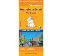Michelin – Carte Régionale Northern England, Midlands – Échelle 1:400 000 – Broché