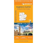 Carte Régionale Angleterre Sud Est, Midlands, East Anglia