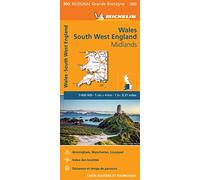 Carte Régionale Angleterre Sud-Ouest, Midlands, Pays de Galles