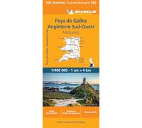 Carte Régionale Angleterre Sud-Ouest, Pays de Galles, Midlands