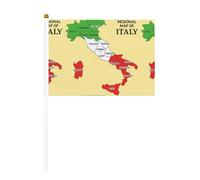 Carte régionale de l'Italie avec couleur lot de 6 et 10 drapeaux à agiter à la main, drapeau à main sur bâton, pour défilés, fêtes, bars, anniversaires