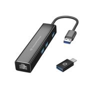 Carte réseau Ethernet - Conceptronic - DONN07BA - 5000 Mbit/s - USB Type-A/Type-C - Noir