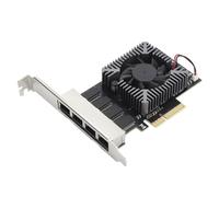 Carte Réseau Ethernet PCIe 4 Ports, Carte LAN Serveur PCI Express 100/1000/2500 Mbps, Adaptateur D'interface Ethernet Gigabit avec 8 Indicateurs LED, Emplacement RJ45, X4, X8,