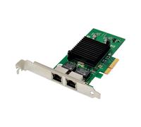 Carte réseau Microconnect MC-JL82576EB, interface PCIe vers RJ-45, IPv4/IPv6, format interne, avec drivers et guide inclus. Poids 150g.