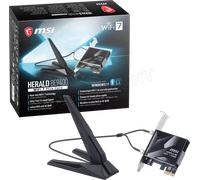 MSI Carte PCIe WiFi 7 Herald BE9400, tri-bande, Bluetooth 5.4, 6 GHz, MLO, 320 MHz, 5.8 GB/s
