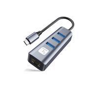Techly IDATA USB-ETGIGA3CA Carte réseau/Adaptateur USB-C vers RJ45 Gigabit, hub 3x USB-A