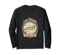 Carte rétro du lac Ontario Vintage des Grands Lacs Nautiques Manche Longue