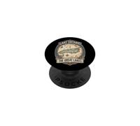 Carte rétro du lac Ontario Vintage des Grands Lacs Nautiques PopSockets PopGrip Adhésif