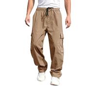 Carte Rigide Homme Polyvalent Toutes Saisons Ourlet Poches Couleur Unie Pantalon Extérieur Taille Plus Registre Public Joggeurs Hommes(Kaki,M)