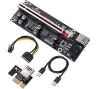 Carte Riser PCI-E 1X à 16X câble d'extension USB 3.0 de 0,6 m et câble d'alimentation SATA 6 broches - Carte Riser Extender GPU - Bitcoin Litecoin Ethereum Mining (VER009S-PLUS,1 MZ-VER009S