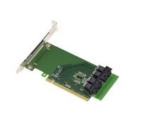 Carte Riser PCI Express 16x pour 4 SSD U.2 NVMe ou 4 ports PCIe 4x avec fiches SFF-8643. Mode Bifurcation Uniquement.