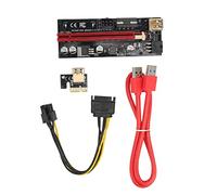 Carte riser PCIe 1X vers 16X, câble Express riser pour GPU avec 4 condensateurs solides et une interface d'alimentation à 6 broches, câble USB 3.0 flexible avec boucle fixe pour pl (Version fil rouge)