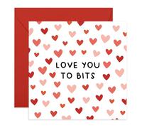 Carte romantique en forme de cœurs - Motif Love You to Bits - Joli message pour mari, épouse, petit ami, petite amie, fiancé, femme, homme - Idées d'anniversaire ou de Saint-Valentin - Livré avec des