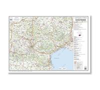 Carte routière de la région Occitanie - Poster plastifié 100x70 cm - Édition 2026