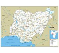 Carte routière du Nigeria - Papier laminé (format A1 59,4 x 84,1 cm)