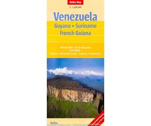 Carte routière - Venezuela, Guyana, Surinam & Guyane Française | Nelles Map